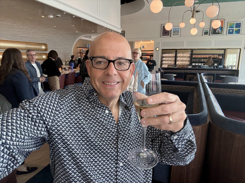 Author Chris Sloan enjoying a drink.
