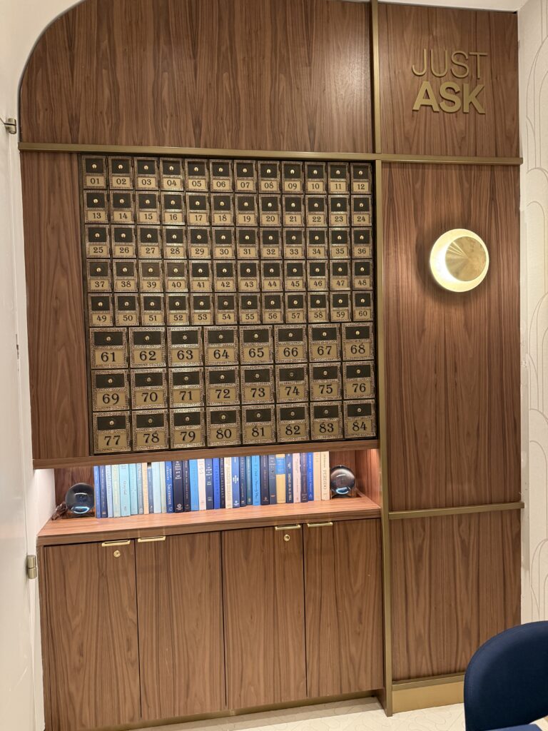 Just ask desk is a New York–inspired apartment-style post office boxes
