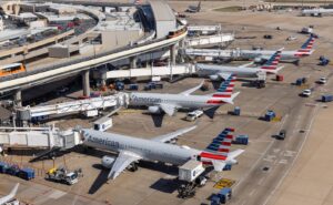 American Airlines aircraft at their gates at DFW.