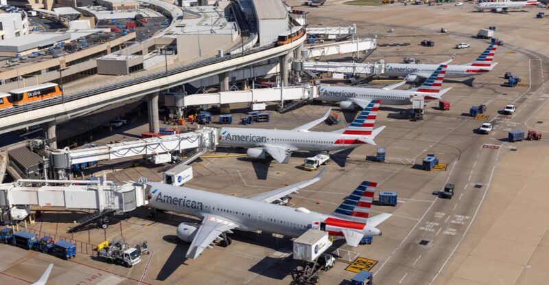 American Airlines aircraft at their gates at DFW.