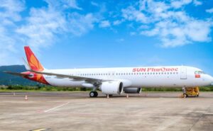 Sun PhuQuoc Airways A321neo parked on a sunny day