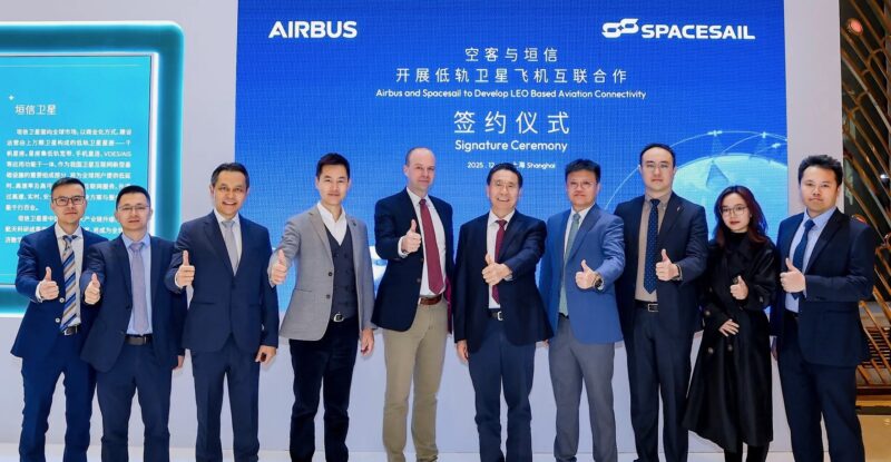 Airbus and Spacesail executives celebrate new MOU