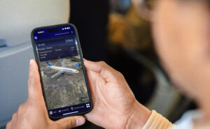 United passenger uses the carrier's new Cloud Map on their device, as supported by FlightPath#D