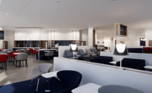 3D rendering of the future Air France lounge at London-Heathrow airport (non-contractual image).