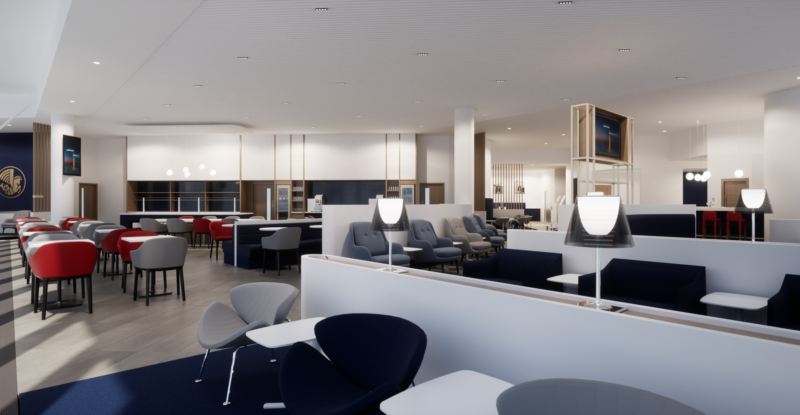 3D rendering of the future Air France lounge at London-Heathrow airport (non-contractual image).