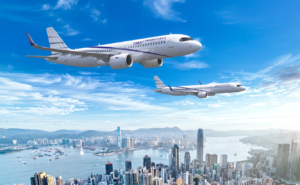 Rendering of CALC A320neo Family aircraft in flight.