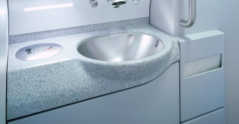 Schüschke aircraft lavatory sink up close.