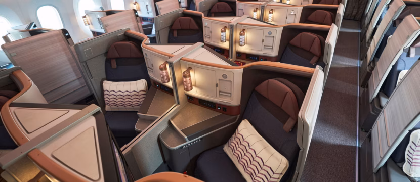 Air India business class cabin with 30 suites.