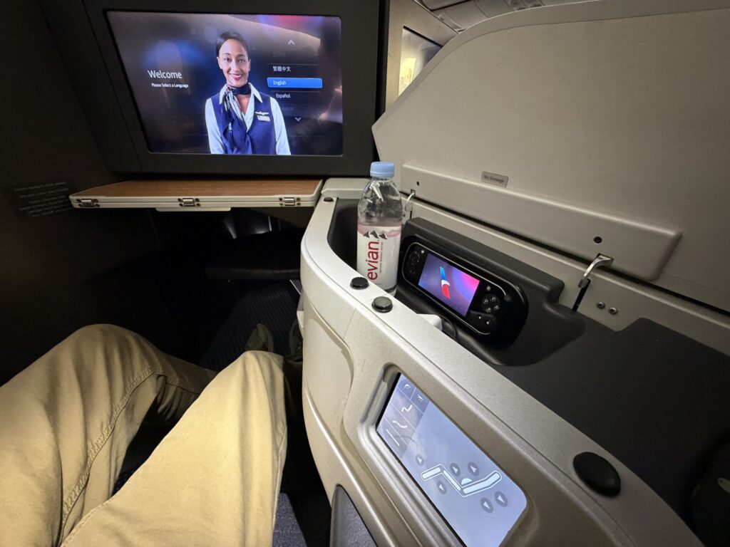 IFE screen and IFE remote control are in view