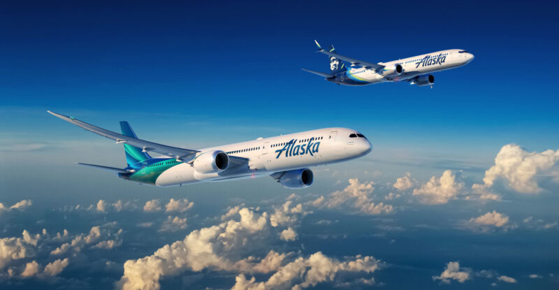 Alaska 737-10 and 787 aircraft in flight