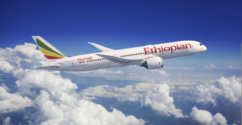 Ethiopian Airlines 787 Dreamliner in flight.
