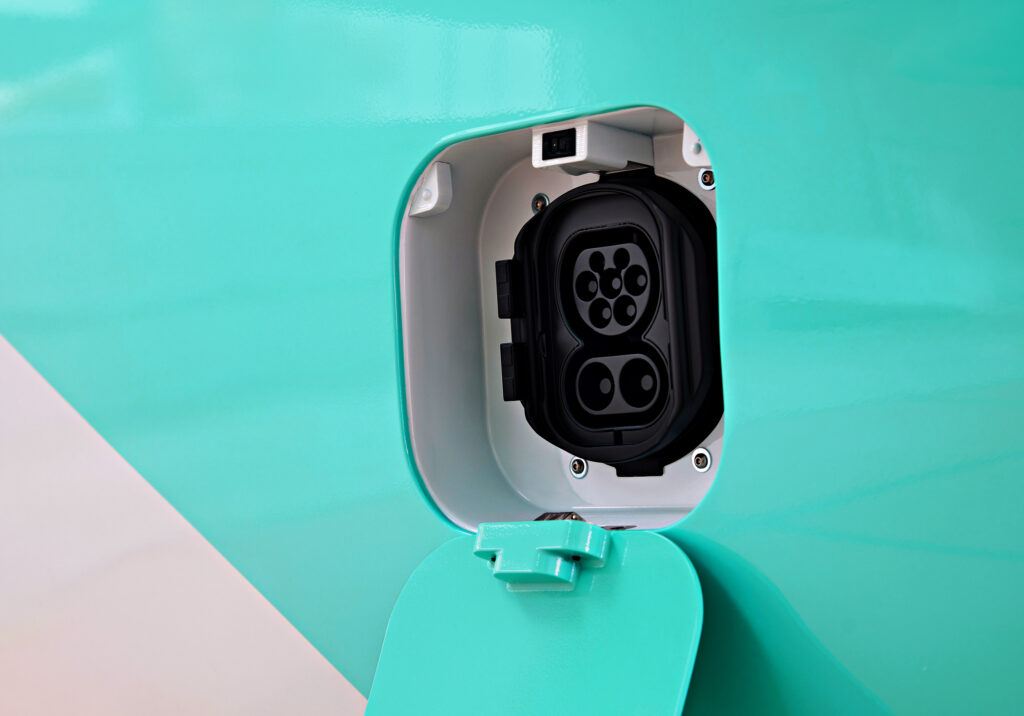 A close up of the eVTOL charging socket.