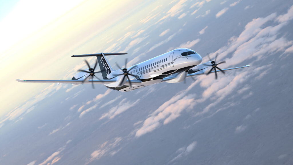 Rendering of the EVIO 810 in flight.