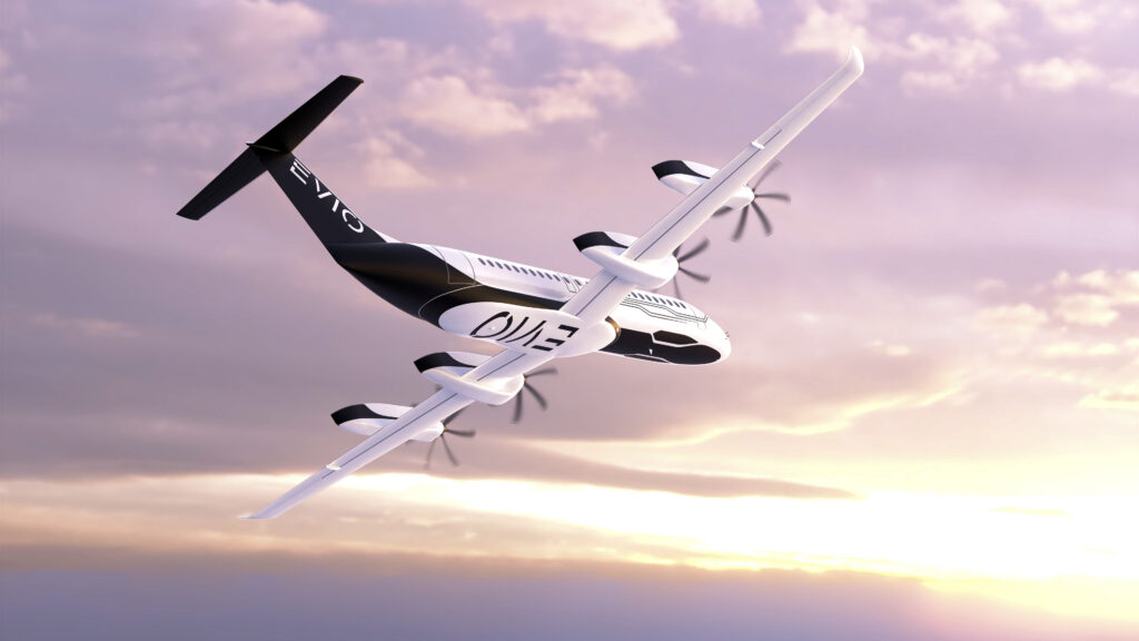 Rendering of the EVIO 810 in flight.