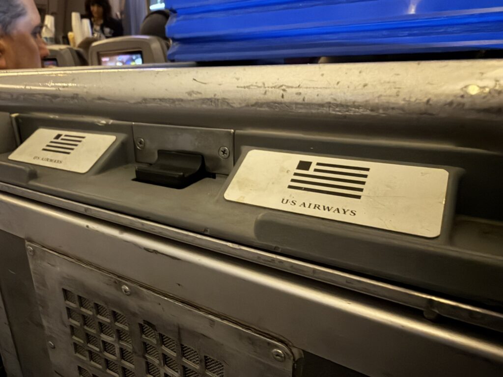 US Airways branding on the trolley