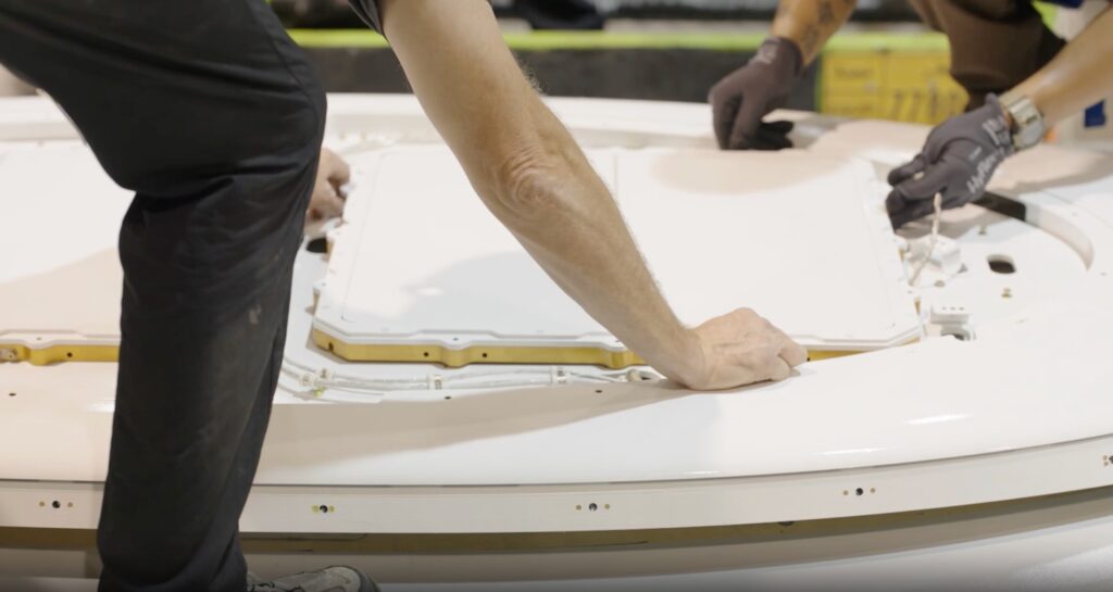 Qatar Airways technicians install Starlink on an A350