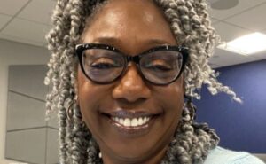 A selfie of Cheryl Carter, snapped at work