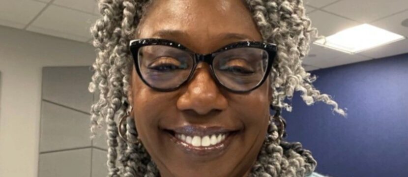 A selfie of Cheryl Carter, snapped at work