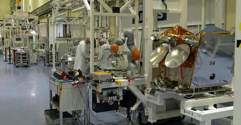 Airbus technicians build OneWeb LEO satellites for Eutelsat