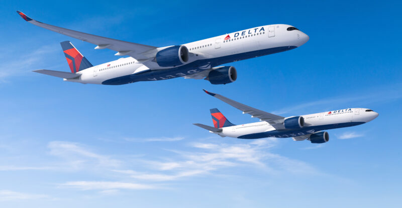 Delta Air Lines A330neo & A350 in flight.