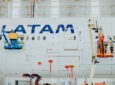 Lufthansa Technik technicians apply AeroSHARK to LATAM 777