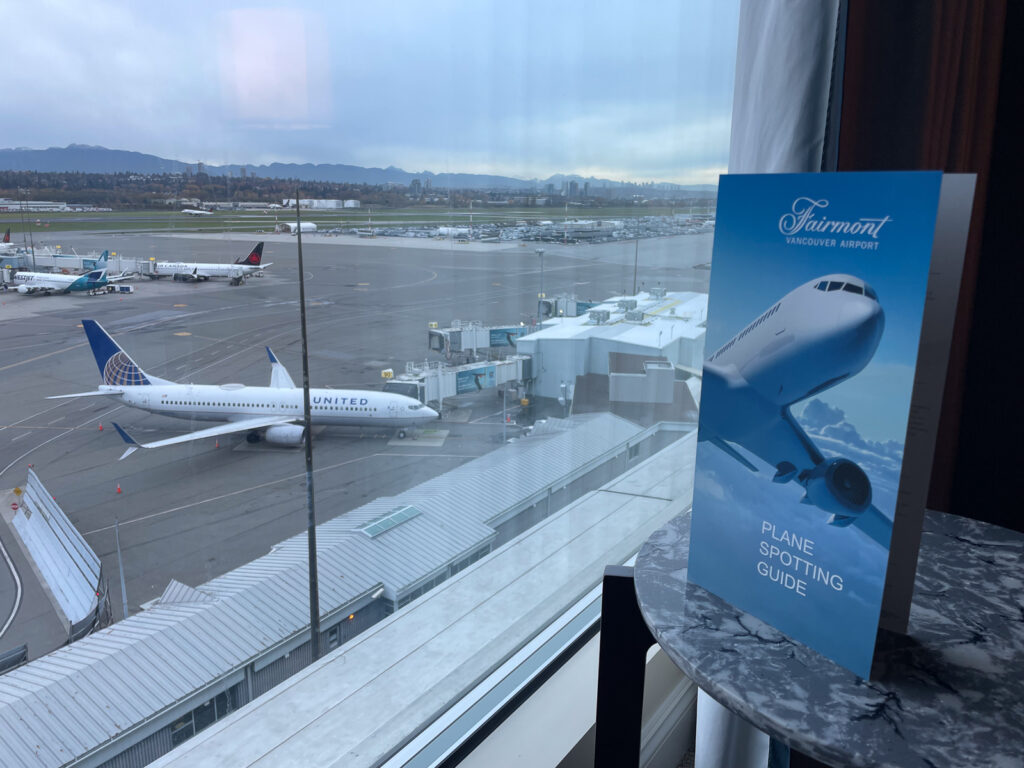 Looking out the hotel window onto the airport runway.