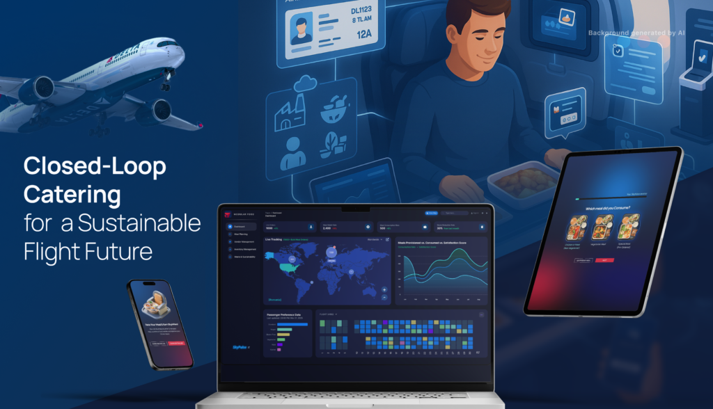 A rendering showing how the Closed-Loop Cabin Catering Data System Redesign works.