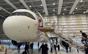 Airbus A321LR in the hangar