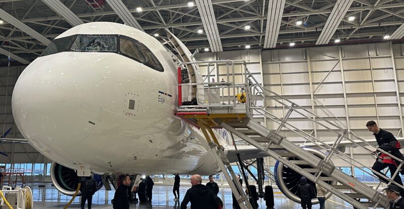 Airbus A321LR in the hangar