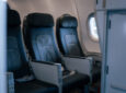 Two new Geven seats sit empty on the Lufthansa A320.