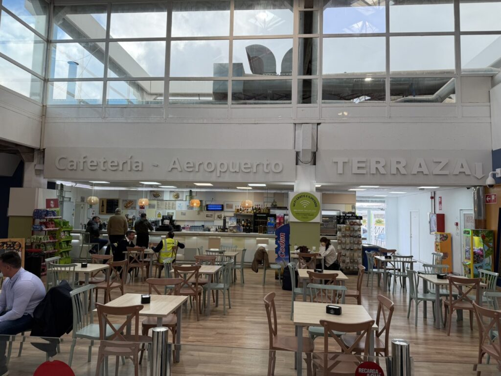 Pre-security cafeteria at Melilla Airport.