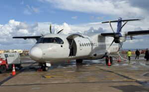 ATR 72 parked and ready to board at Melilla Airport