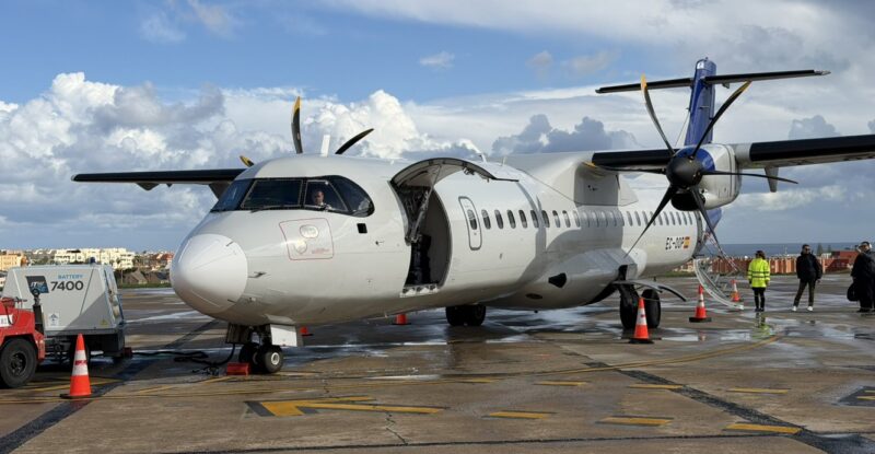 ATR 72 parked and ready to board at Melilla Airport