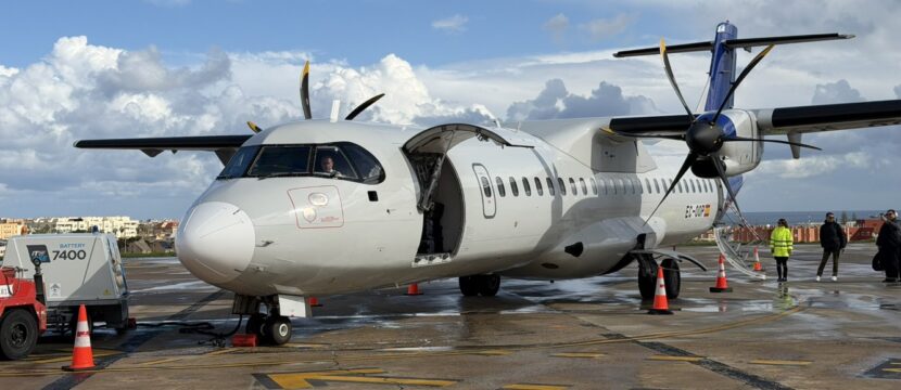 ATR 72 parked and ready to board at Melilla Airport