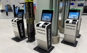 SITA kiosk lstation ocated in Kobe Airport.