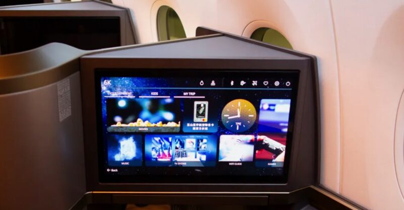 RAVE Aerospace IFE in business class on a Starlux A350