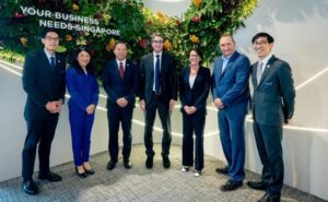 Execs from Thales and Singapore Economic Development Board celebrate three new MOUs