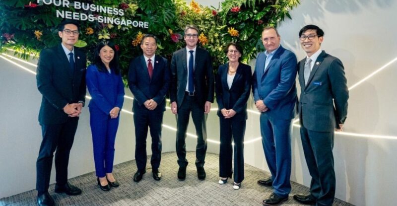 Execs from Thales and Singapore Economic Development Board celebrate three new MOUs