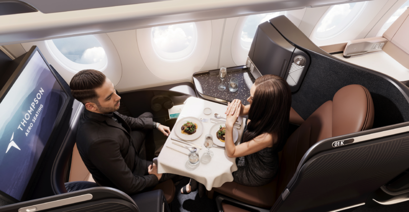 VantageNOVA First rendering with a couple dining together in flight.