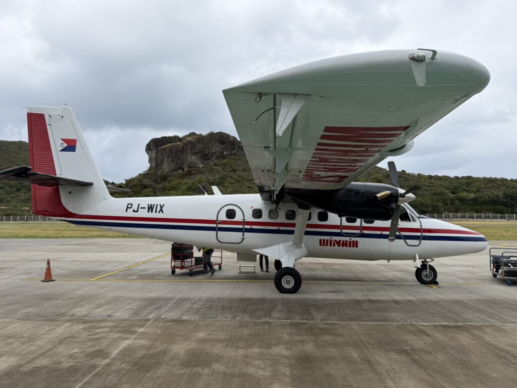 Winair aircraft ready for boarding.