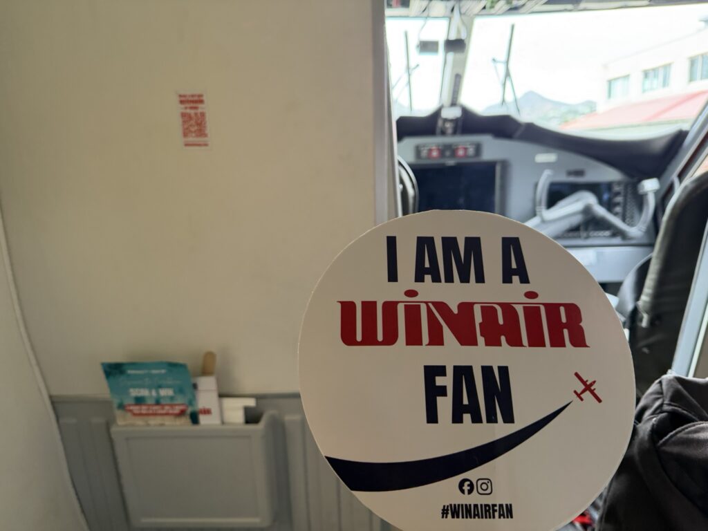 Winair fan that was placed in the seatback pocket.