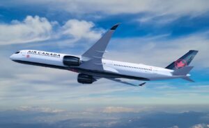 Air Canada A350-1000 in flight.