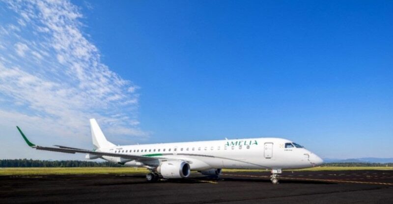 Amelia aircraft landed on the runway.