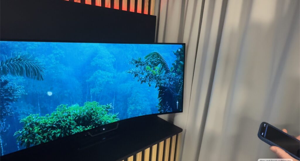 A dewy forest is seen on the screen to aid relaxation