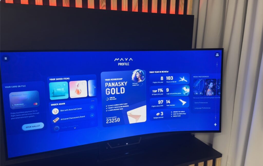 A profile page featuring info about the passenger's loyalty and preferences