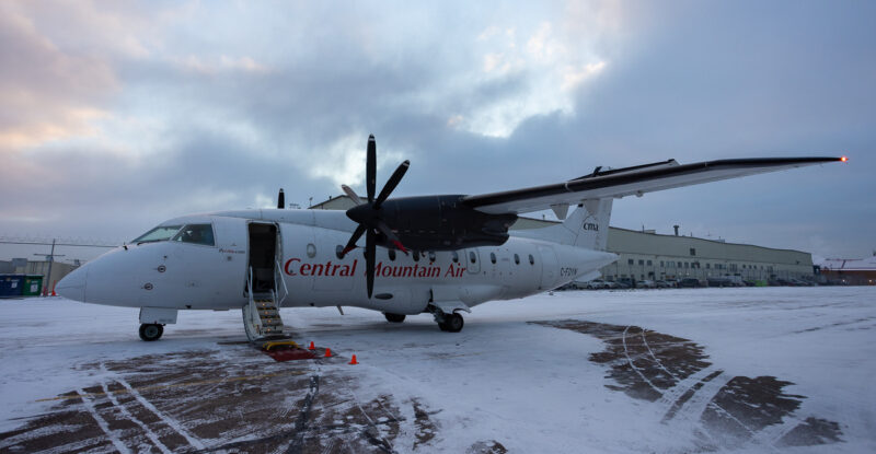 Central Mountain Air (CMA) Dornier 328 turboprop ready for boarding.