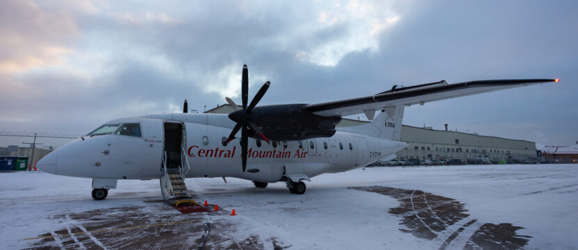 Central Mountain Air (CMA) Dornier 328 turboprop ready for boarding.