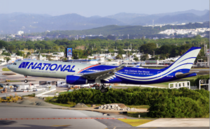 National Airlines A330 taking off.