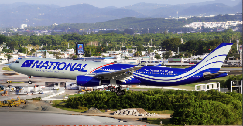 National Airlines A330 taking off.