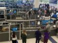A busy TSA checkpoint at the airport. The US Government is grappling with a partial shutdown.